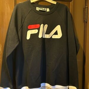 Fila Men's Black Crewneck Sweater with Logo